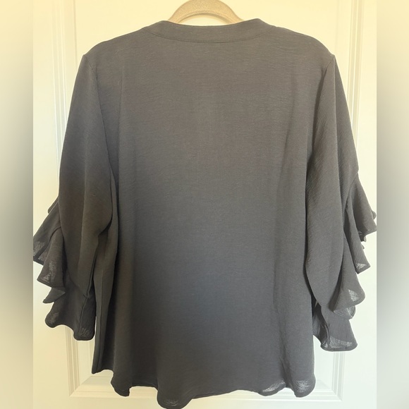 Ivy Jane Black Ruffle Sleeve Blouse - Picture 3 of 8